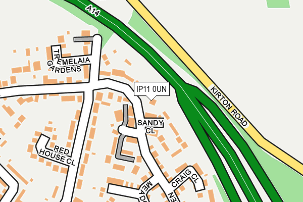 IP11 0UN map - OS OpenMap – Local (Ordnance Survey)