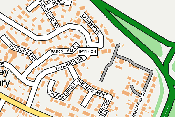 IP11 0XB map - OS OpenMap – Local (Ordnance Survey)