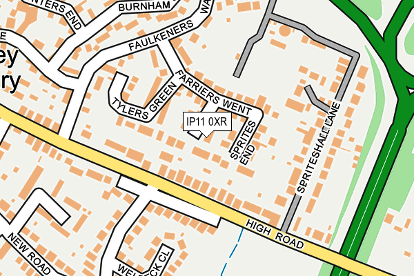IP11 0XR map - OS OpenMap – Local (Ordnance Survey)
