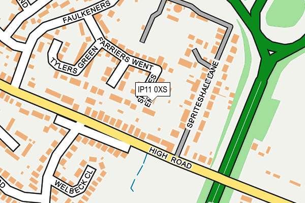 IP11 0XS map - OS OpenMap – Local (Ordnance Survey)