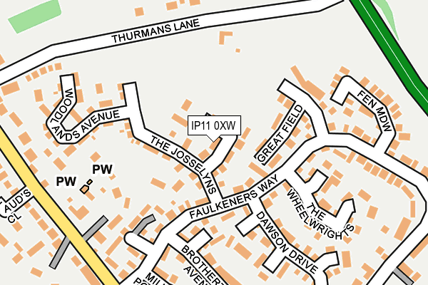 IP11 0XW map - OS OpenMap – Local (Ordnance Survey)