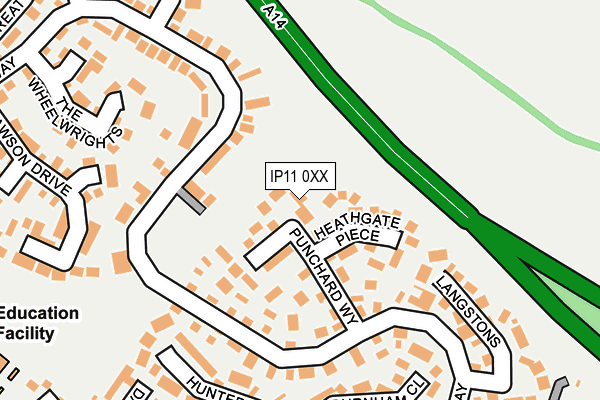 IP11 0XX map - OS OpenMap – Local (Ordnance Survey)