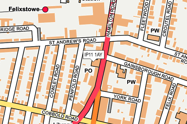 IP11 1AY map - OS OpenMap – Local (Ordnance Survey)