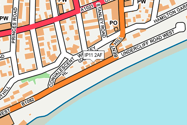 IP11 2AF map - OS OpenMap – Local (Ordnance Survey)