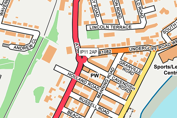 IP11 2AP map - OS OpenMap – Local (Ordnance Survey)