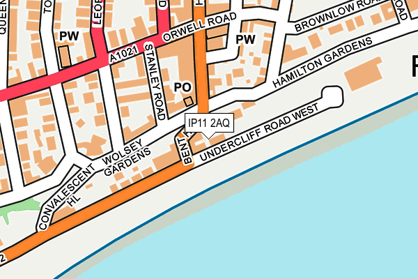 IP11 2AQ map - OS OpenMap – Local (Ordnance Survey)