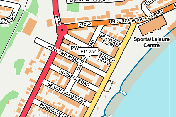IP11 2AY map - OS OpenMap – Local (Ordnance Survey)