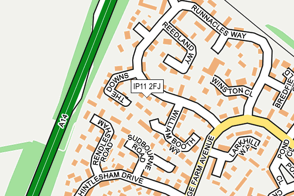 IP11 2FJ map - OS OpenMap – Local (Ordnance Survey)