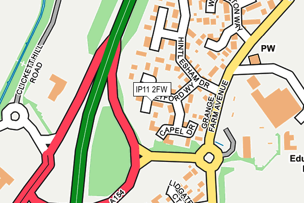 IP11 2FW map - OS OpenMap – Local (Ordnance Survey)