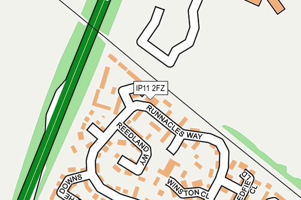 IP11 2FZ map - OS OpenMap – Local (Ordnance Survey)