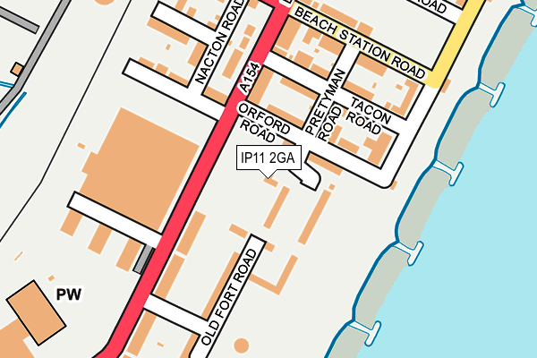 IP11 2GA map - OS OpenMap – Local (Ordnance Survey)