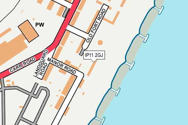 IP11 2GJ map - OS OpenMap – Local (Ordnance Survey)