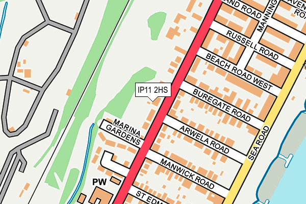IP11 2HS map - OS OpenMap – Local (Ordnance Survey)