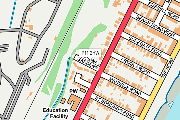 IP11 2HW map - OS OpenMap – Local (Ordnance Survey)