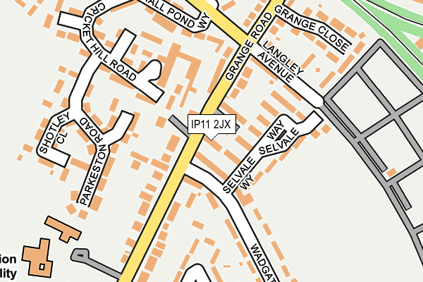 IP11 2JX map - OS OpenMap – Local (Ordnance Survey)