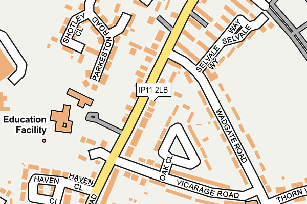 IP11 2LB map - OS OpenMap – Local (Ordnance Survey)