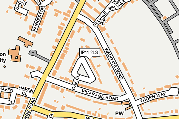 IP11 2LS map - OS OpenMap – Local (Ordnance Survey)