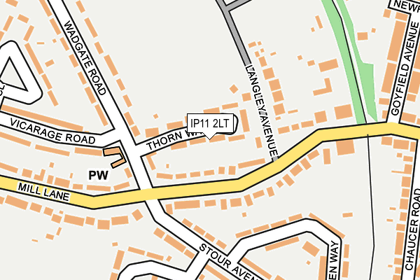IP11 2LT map - OS OpenMap – Local (Ordnance Survey)