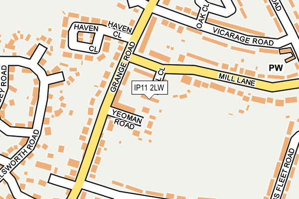 IP11 2LW map - OS OpenMap – Local (Ordnance Survey)