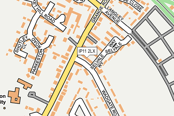 IP11 2LX map - OS OpenMap – Local (Ordnance Survey)