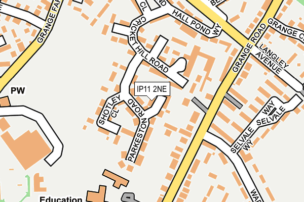 IP11 2NE map - OS OpenMap – Local (Ordnance Survey)