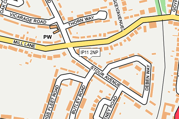 IP11 2NP map - OS OpenMap – Local (Ordnance Survey)