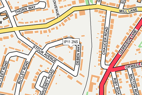 IP11 2NS map - OS OpenMap – Local (Ordnance Survey)