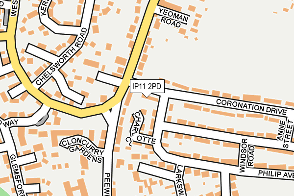 IP11 2PD map - OS OpenMap – Local (Ordnance Survey)