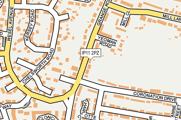 IP11 2PZ map - OS OpenMap – Local (Ordnance Survey)