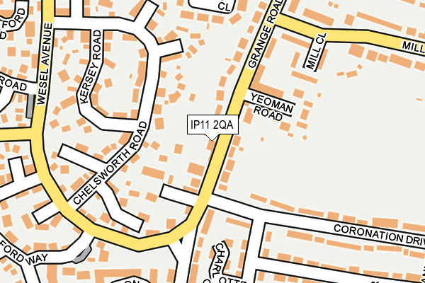 IP11 2QA map - OS OpenMap – Local (Ordnance Survey)