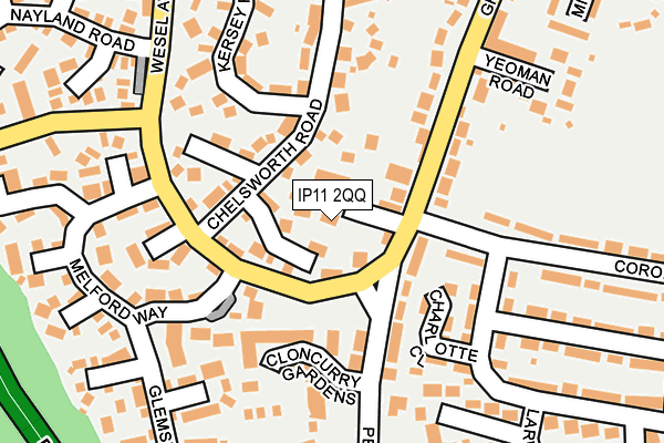 IP11 2QQ map - OS OpenMap – Local (Ordnance Survey)