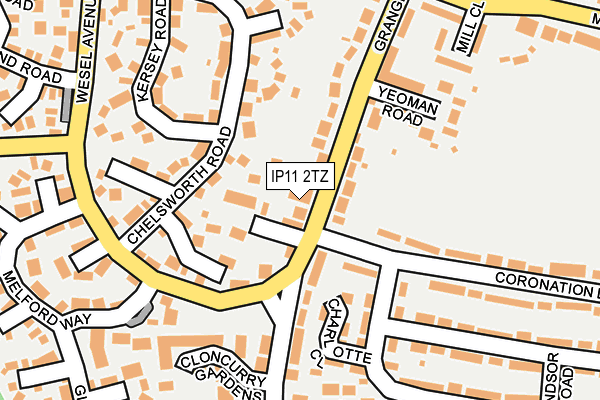 IP11 2TZ map - OS OpenMap – Local (Ordnance Survey)