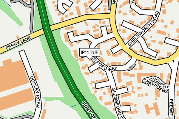 IP11 2UF map - OS OpenMap – Local (Ordnance Survey)