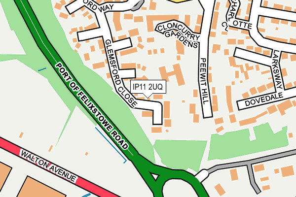 IP11 2UQ map - OS OpenMap – Local (Ordnance Survey)