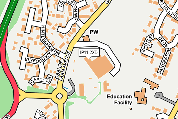 IP11 2XD map - OS OpenMap – Local (Ordnance Survey)