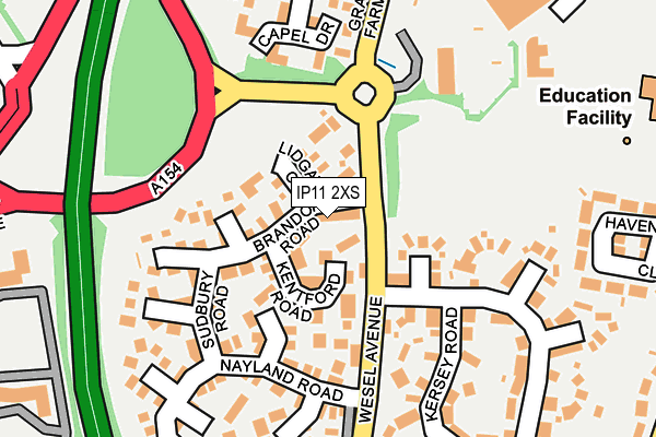IP11 2XS map - OS OpenMap – Local (Ordnance Survey)
