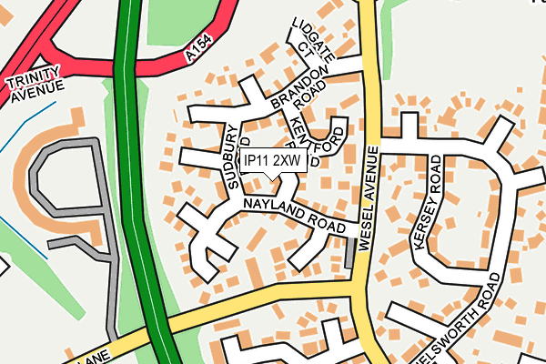 IP11 2XW map - OS OpenMap – Local (Ordnance Survey)