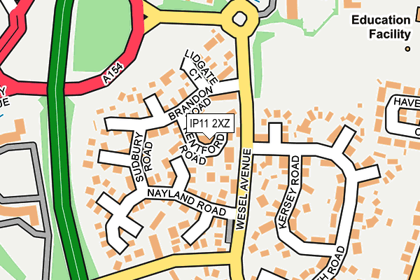 IP11 2XZ map - OS OpenMap – Local (Ordnance Survey)