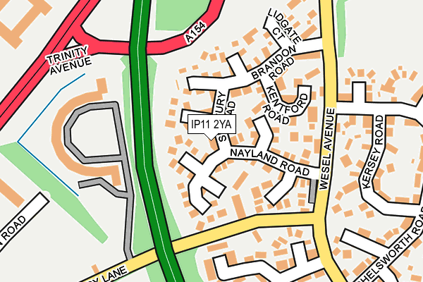 IP11 2YA map - OS OpenMap – Local (Ordnance Survey)