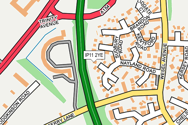 IP11 2YE map - OS OpenMap – Local (Ordnance Survey)