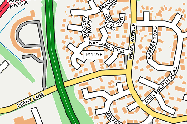 IP11 2YF map - OS OpenMap – Local (Ordnance Survey)