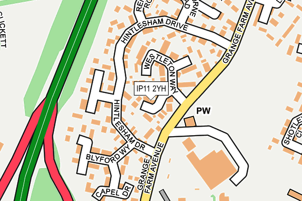 IP11 2YH map - OS OpenMap – Local (Ordnance Survey)
