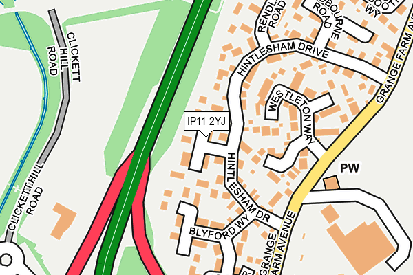 IP11 2YJ map - OS OpenMap – Local (Ordnance Survey)