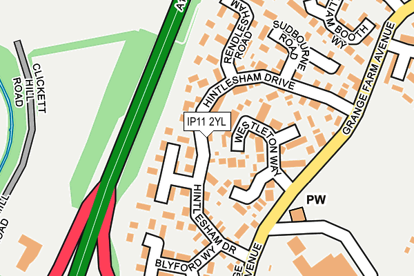 IP11 2YL map - OS OpenMap – Local (Ordnance Survey)