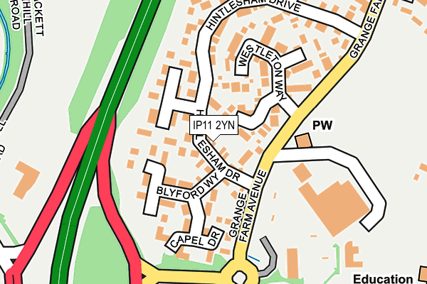 IP11 2YN map - OS OpenMap – Local (Ordnance Survey)