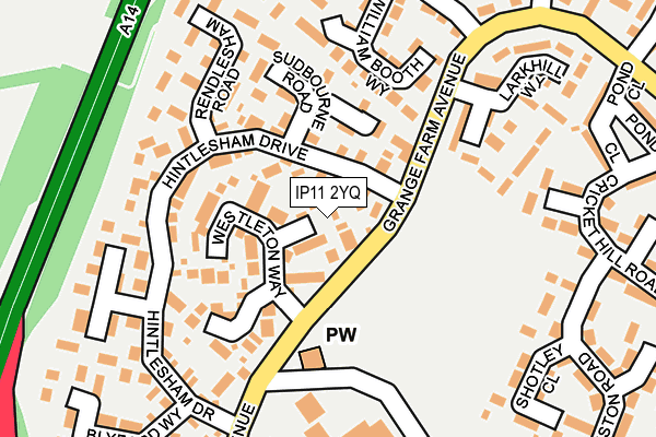 IP11 2YQ map - OS OpenMap – Local (Ordnance Survey)