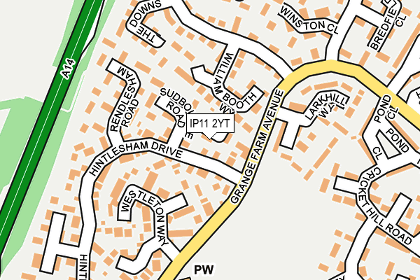 IP11 2YT map - OS OpenMap – Local (Ordnance Survey)