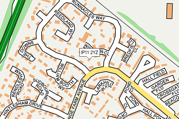 IP11 2YZ map - OS OpenMap – Local (Ordnance Survey)