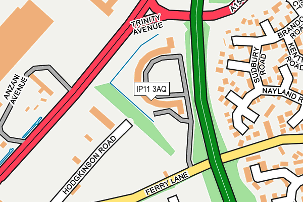 IP11 3AQ map - OS OpenMap – Local (Ordnance Survey)