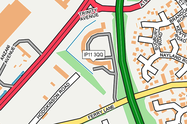 IP11 3QQ map - OS OpenMap – Local (Ordnance Survey)